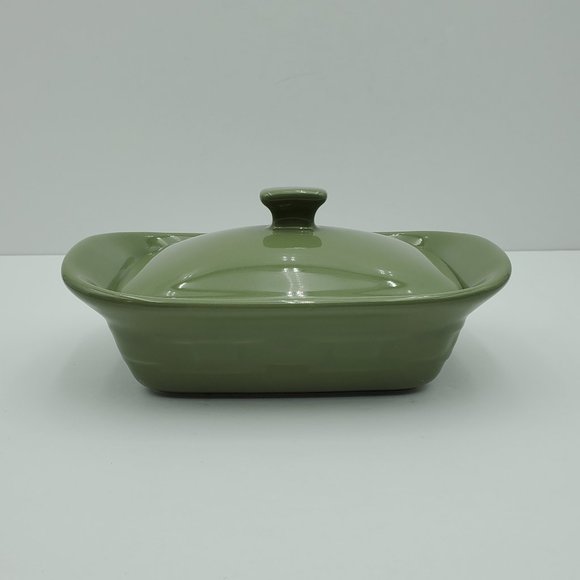 Longaberger Woven Traditions Sage Green Mini Handled Casserole Small Lidded Dish - Picture 1 of 5